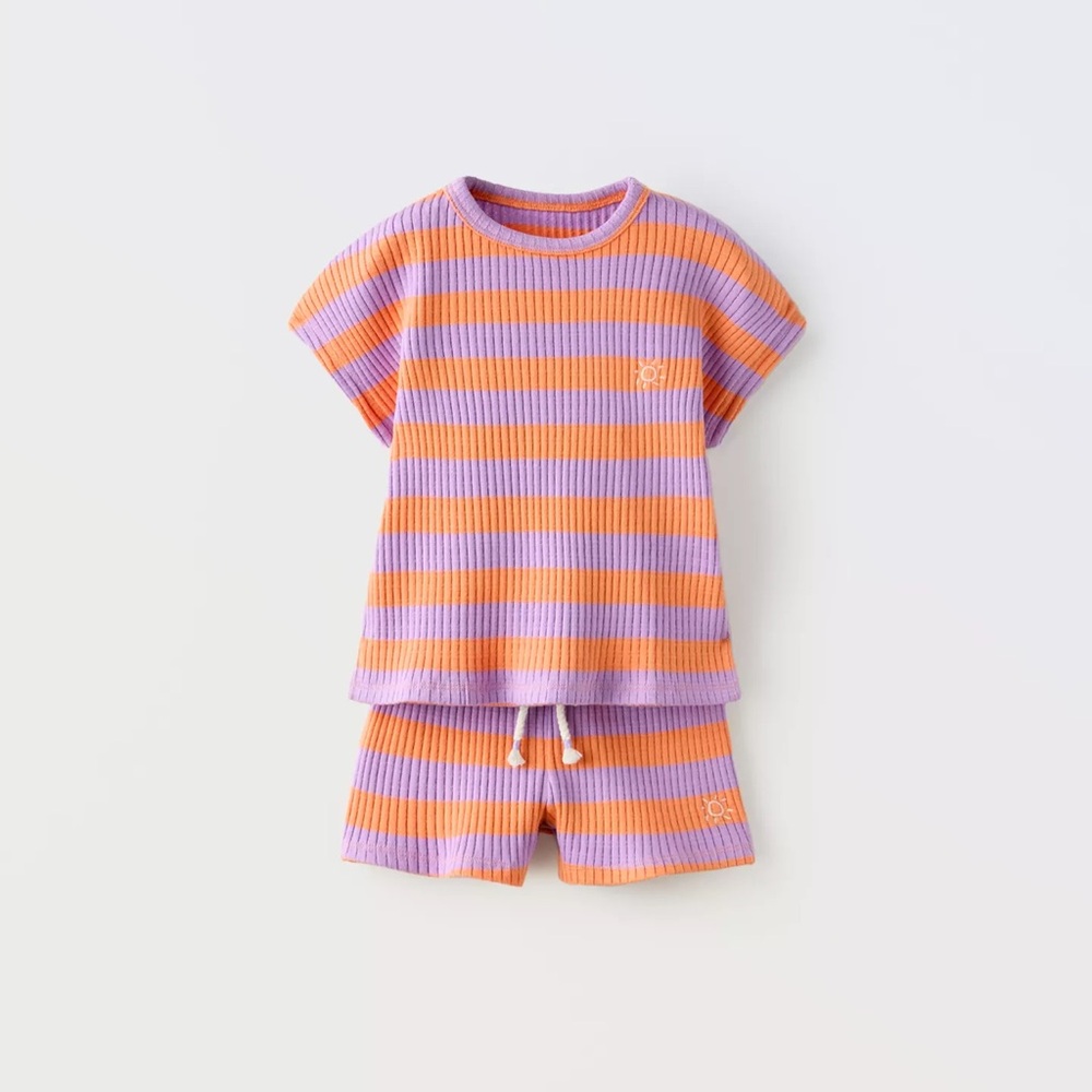 Zara Kids Orange and Purple Striped Set